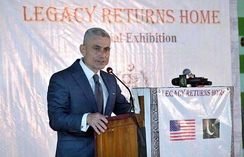 U.S. Assistant Secretary for South and Central Asian Affairs S. Paul Kapur, speaking at the ceremony of a special exhibition titled “Legacy Returns Home” at the Islamabad Museum, showcasing selected cultural heritage artifacts repatriated to Pakistan from the United States of America