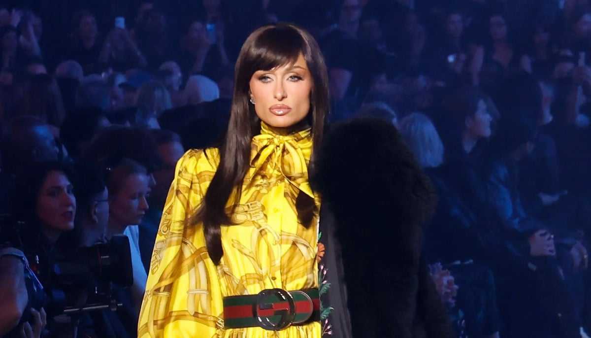 Paris Hilton Shows Off New Dark Brown Hair for Gucci