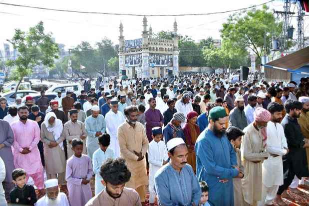 Large Number of Faithful Offer Eidul Azha Prayers at Liberty Chowk